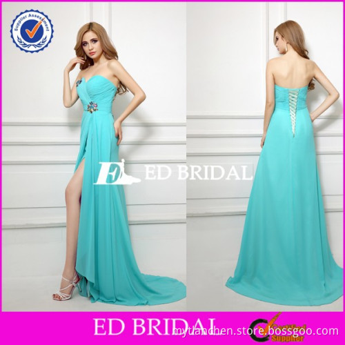 BN72 Off Shoulder Sweetheart Beading Sweep Train Split Sexy Evening Gown